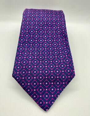 KITON Silk Tie Purple Pink Navy Blue Geometric Pattern Jacquard
